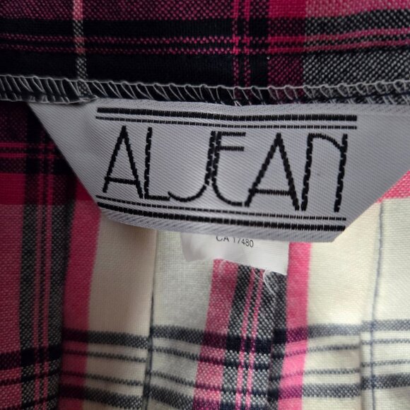 Vintage 80s Long Wool Pleated Plaid Tartan Skirt Size S Blue Pink White - Picture 8 of 9